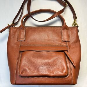 Fossil Brown Leather Shoulder Bag Aida Satchel Women